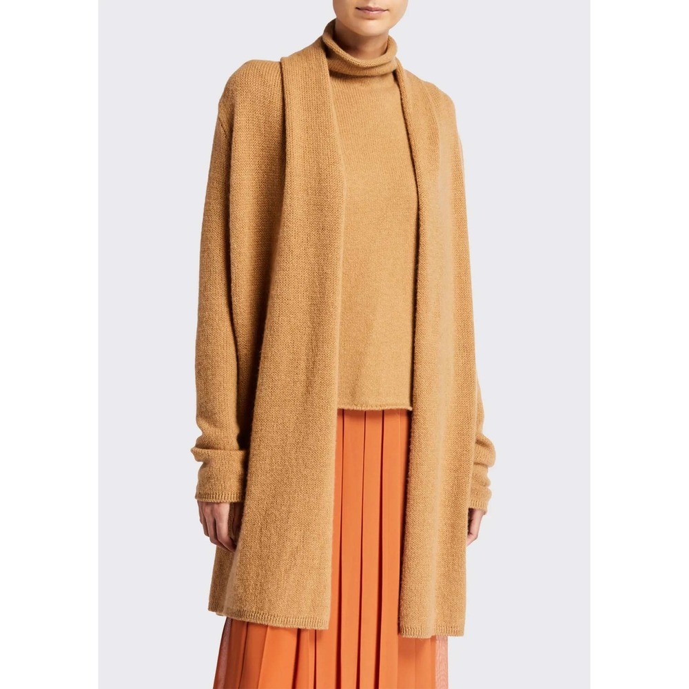 THE ROW Giselle Cashmere Turleneck Sweater Womens Medium Camel Brown Sleeveless - Picture 16 of 16